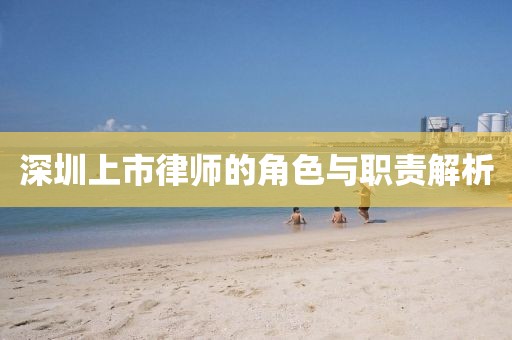 深圳上市律師的角色與職責(zé)解析