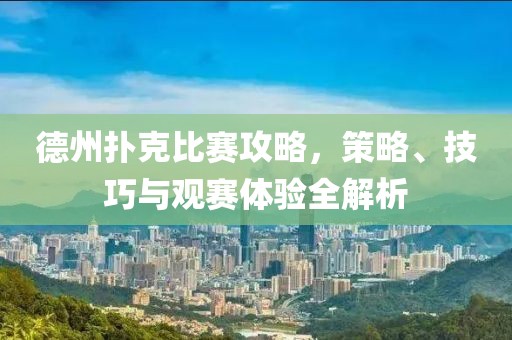 德州撲克比賽攻略，策略、技巧與觀賽體驗(yàn)全解析