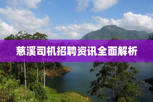 慈溪司機招聘資訊全面解析