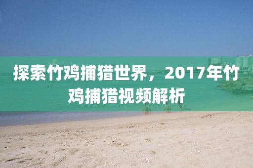探索竹雞捕獵世界，2017年竹雞捕獵視頻解析