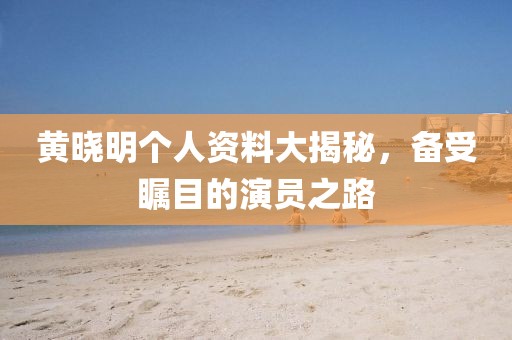 黃曉明個(gè)人資料大揭秘，備受矚目的演員之路