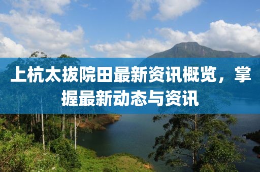 上杭太拔院田最新資訊概覽，掌握最新動(dòng)態(tài)與資訊