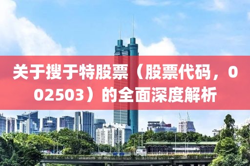 關(guān)于搜于特股票（股票代碼，002503）的全面深度解析
