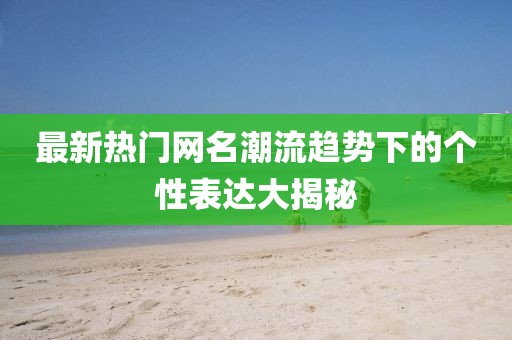 最新熱門網(wǎng)名潮流趨勢下的個(gè)性表達(dá)大揭秘