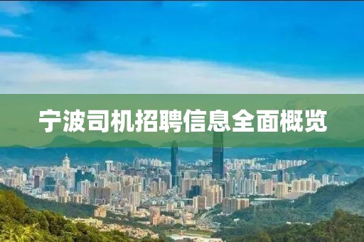 寧波司機(jī)招聘信息全面概覽